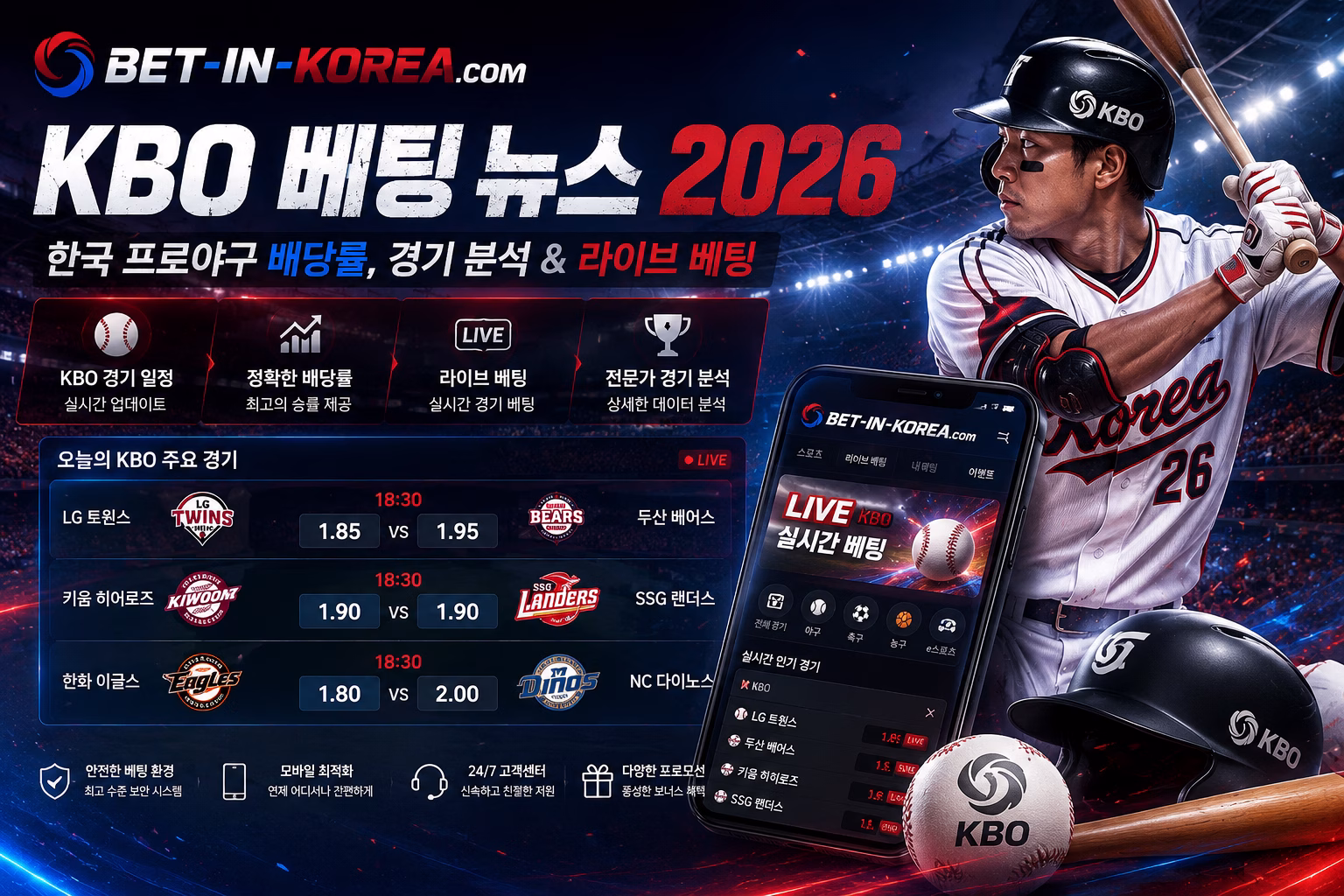 ⚾ KBO 베팅 뉴스 2026: 한국 프로야구 배당률과 경기 분석
